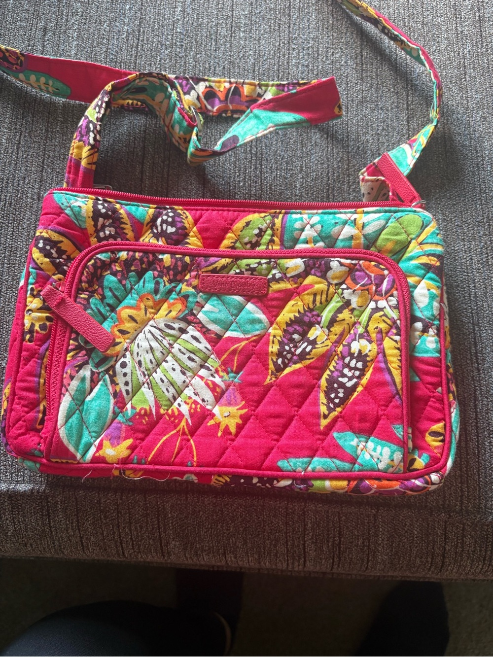 Vera Bradley Red Tropical Floral Quilted Crossbody